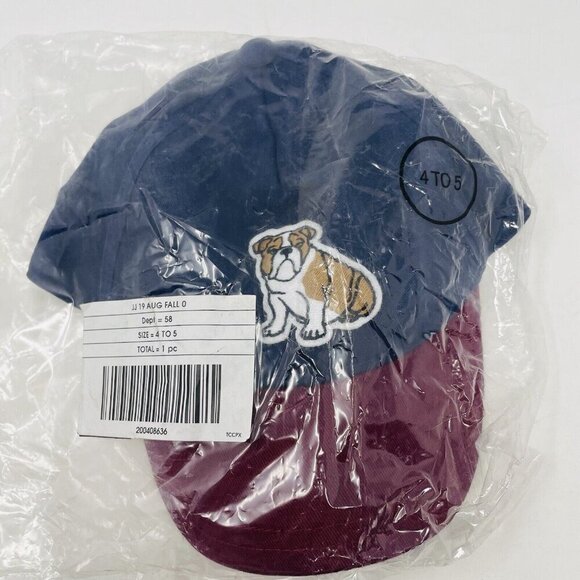 Janie and Jack Youth Boys Size 4-5 Years Bulldog Twill Hat Blue and Burgundy $26 - Picture 7 of 7